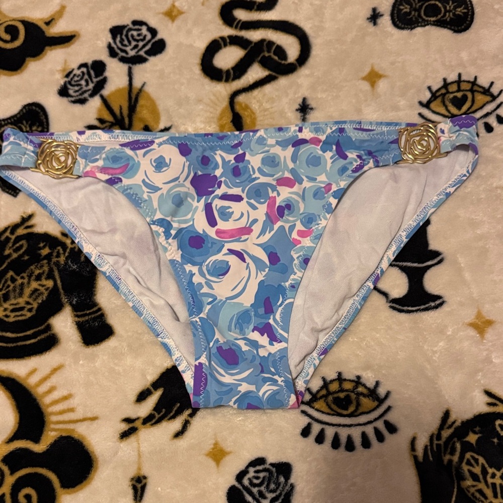 Floral Blue and Pink Bikini Bottom